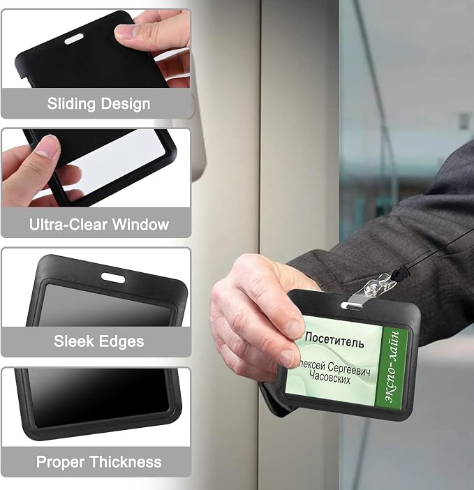 Black Horizontal ID Badge Holder - Image 3