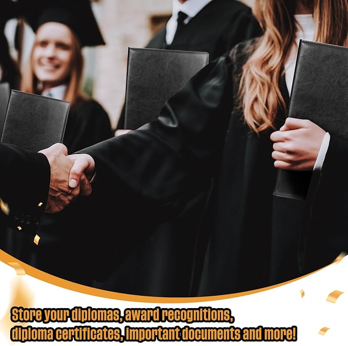Tenare 50 Pcs Black Leather Certificate Holder 8.5 x 11 PU Phd Bachelor Master - Image 7