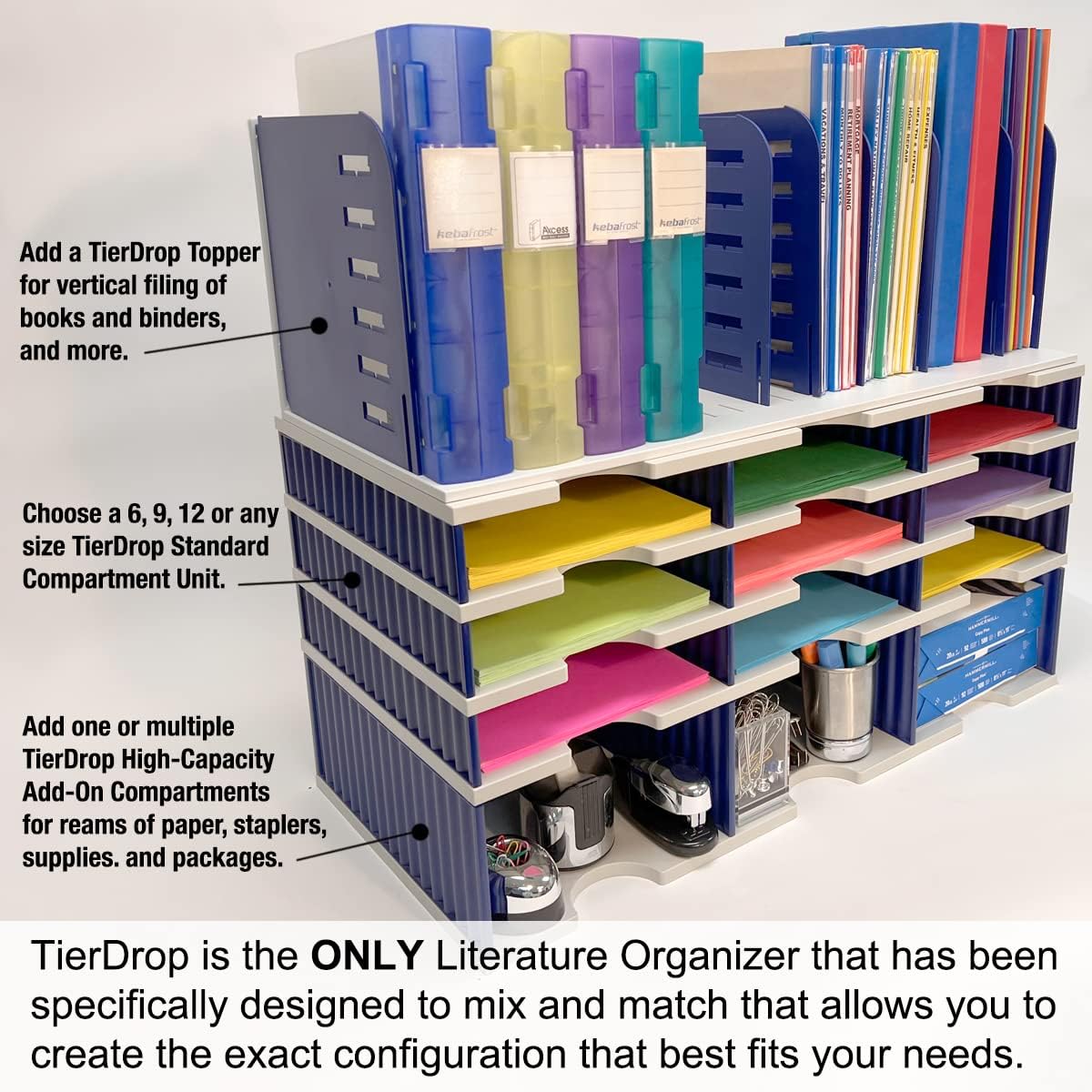Ultimate Office TierDrop Jumbo 12-Compartment High-Wall Sorter - Sorts Documents, Forms & Mail - Durable Construction Features Expandable, Modular, No-Tool Assembly Design
