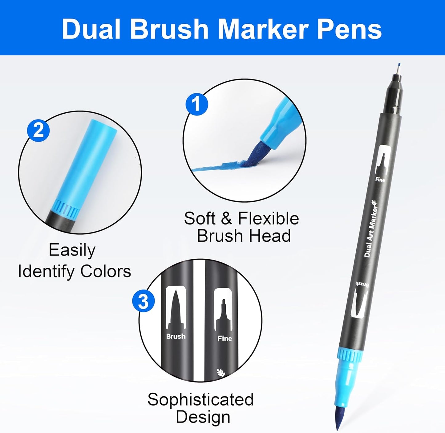 Dual Brush Marker Pens, 36 Colors Art Markers with Fine and Brush Tip Coloring Markers for Adults, Marker for Journaling Calligraphy Drawing Sketching Doodling Illustrating