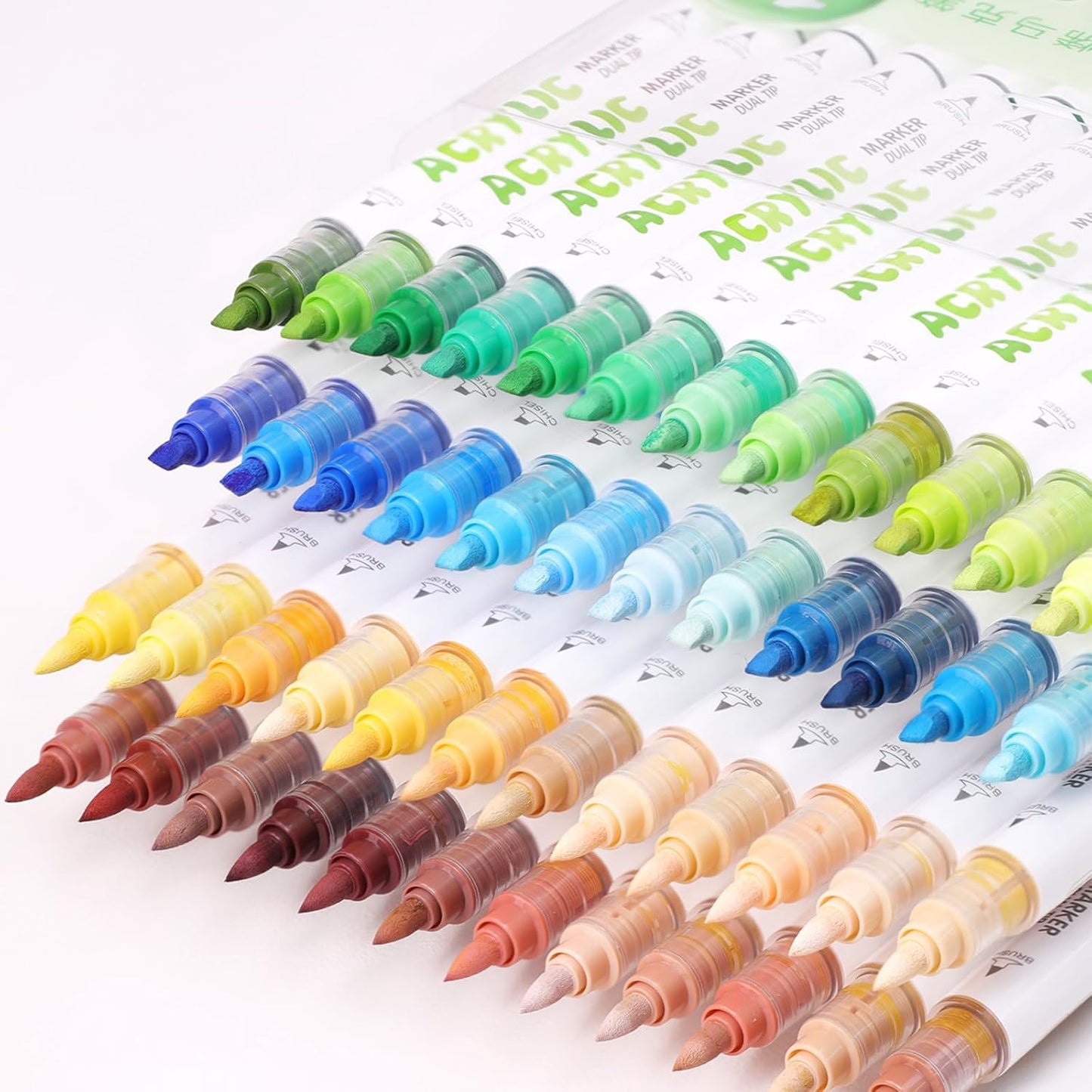 kander 12 Colors Dual Tip Acrylic Paint Markers, Reddish Brown Color — Extra Fine & Soft Brush Pen Set with Direct Ink Flow for Sketching, Detailing, Coloring on Wood, Canvas, Rock, Glass, DIY Crafts