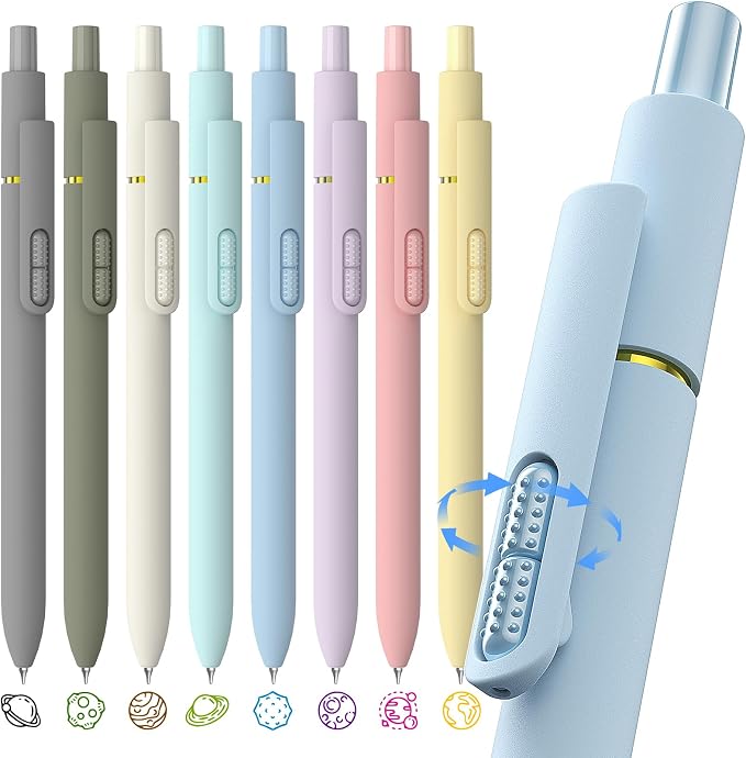 HIACRY 8 Pack Colorful Gel Ink Pens,Quick-Dry 0.7mm Fine Point Fidget Pens - Image 9