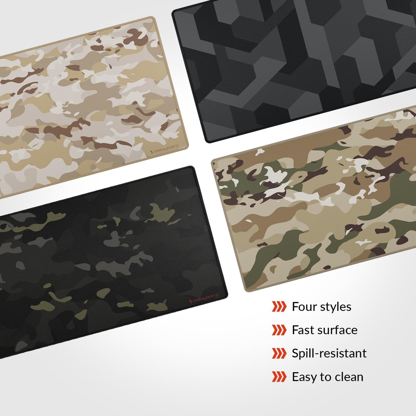 Das Keyboard Large Gaming Mouse Pad Desk Mat with Stitched Edge - Non Slip Base - Waterproof - Premium Cloth Mousepad for Home Work Gaming - Urban Commando Camo