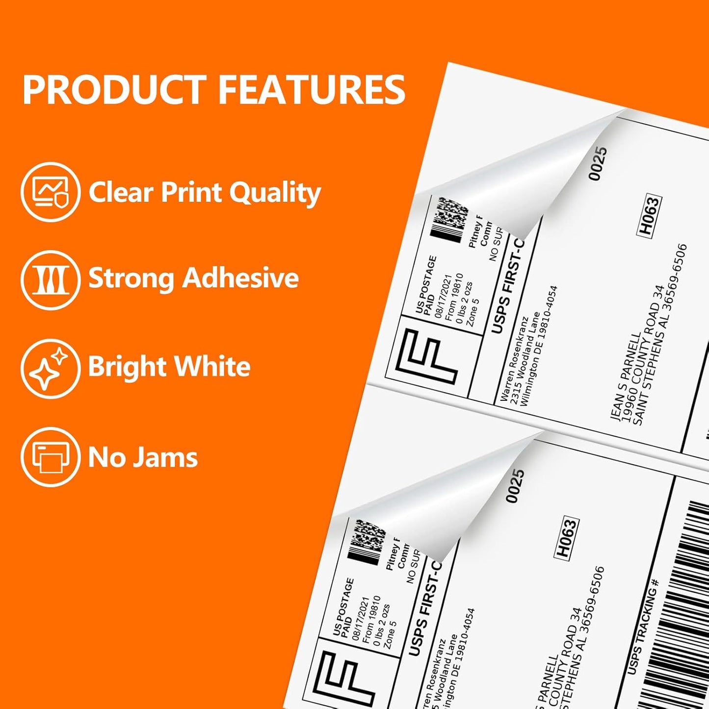 100 Half Sheet Shipping Labels 5-1/2" X 8-1/2" Address Blank Labels Laser/Ink Jet