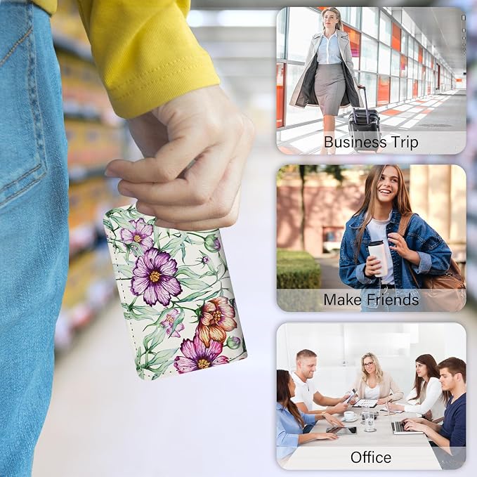 Business Card Holder,PU Leather Business Card Case Color Printing Pattern Card - Image 7