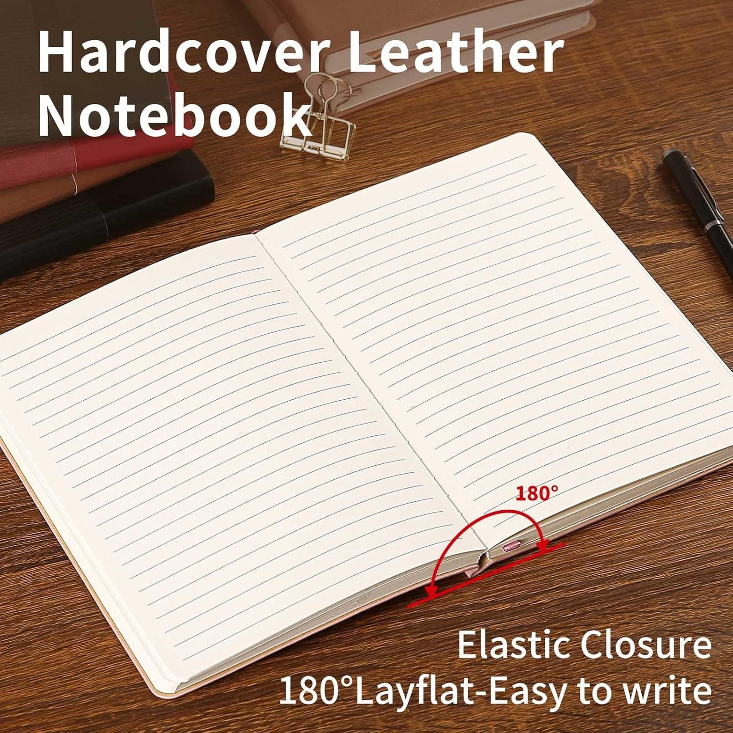 Lined Journal Notebook for Work College Ruled Note Book 7.2"x9.6" B5 PU Leather Daily Journaling 160 Pages for Women Men Writing Home School Supplies Business (B5 Lined 160pages, 08-Red)