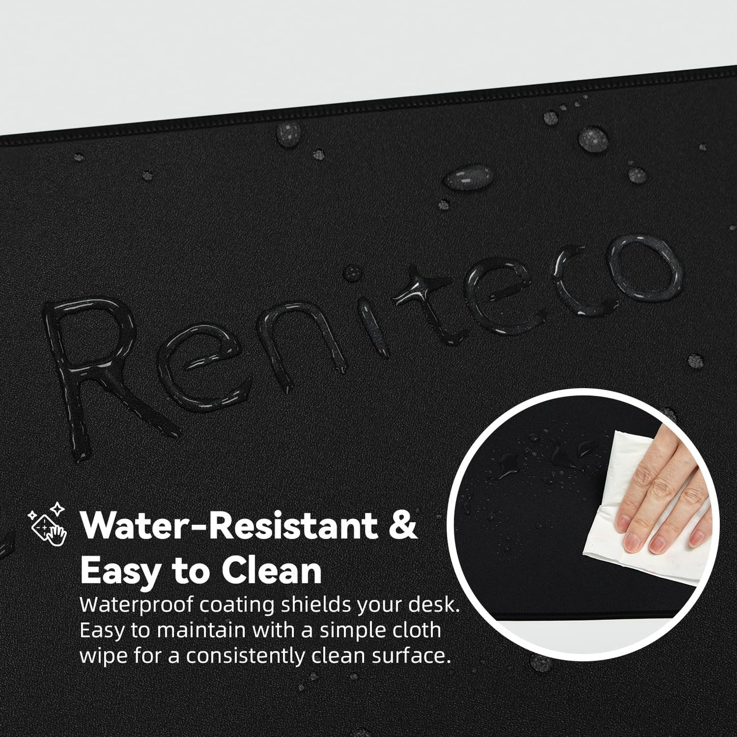 Waterproof Large Gaming Mouse Pad with Durable Stitched Edges, Non-Slip Rubber Base, Grainy Jacquard Mouse Mat Desk Pad for Home Office Gaming, 27.5"*11.8"*0.12", Black