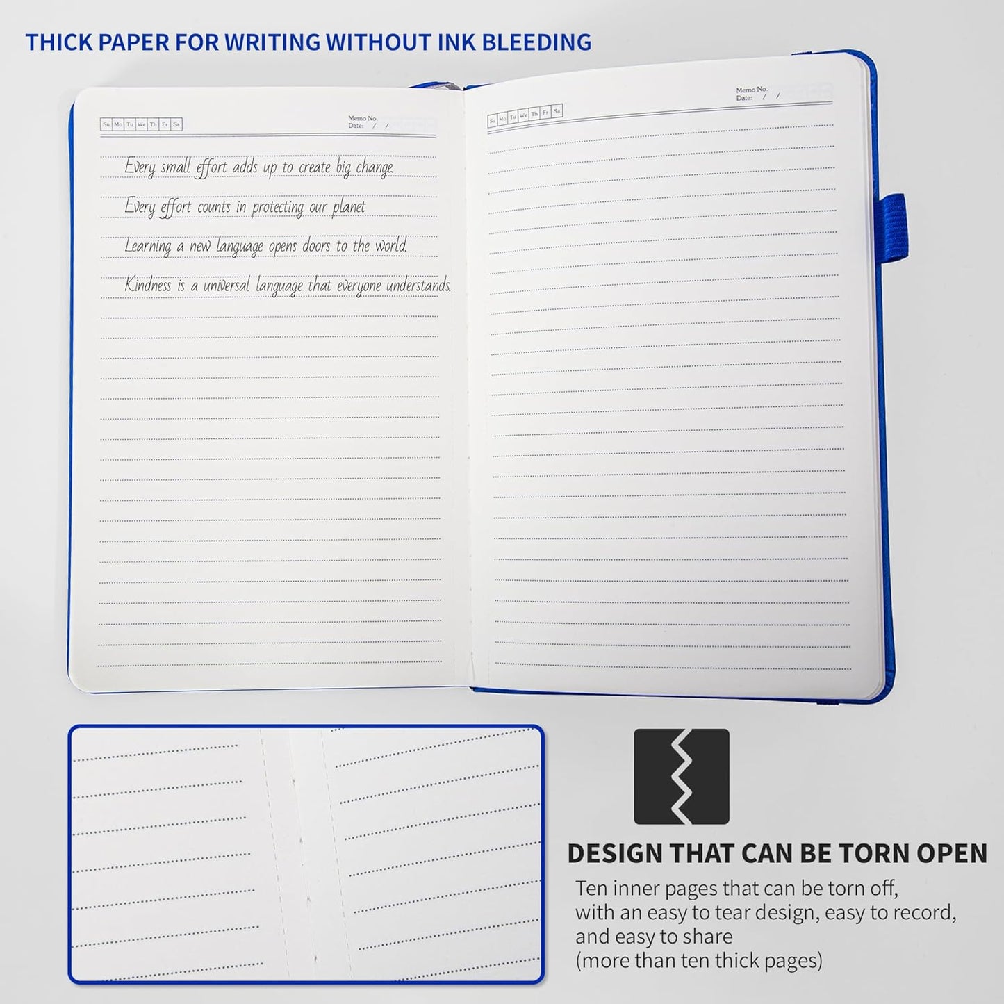 KaiRuiYing Lined Journal Notebook with Pen Holder, 320 Pages, 7.6'' ร 10.3'' Large Size B5-100 GSM Thick Paper, for Writing, Work, Office, Leather Hardcover