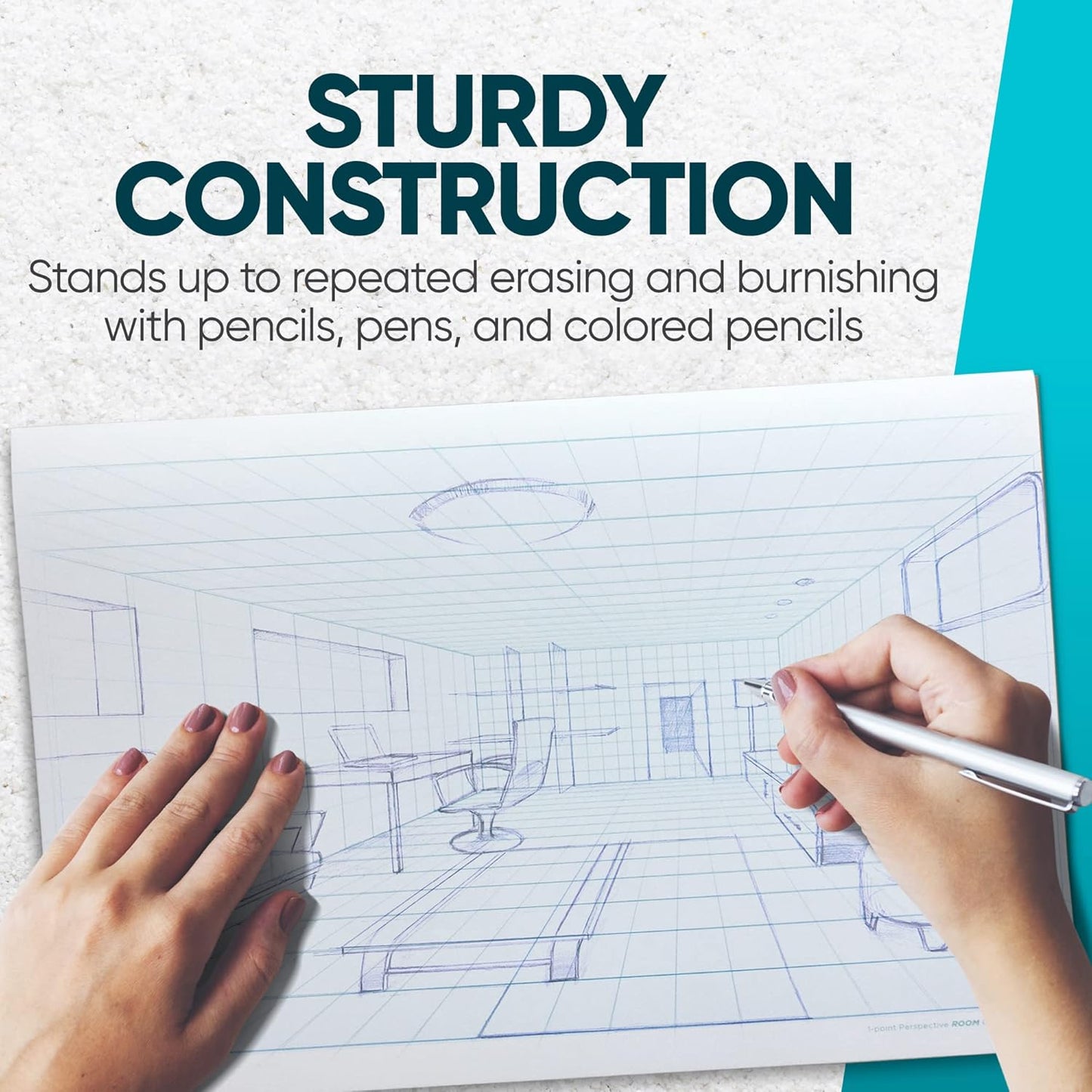 Koala Tools | Drawing Perspective (1 and 2-Point) Large Sketch Pad (1 Point - 11 x 17)