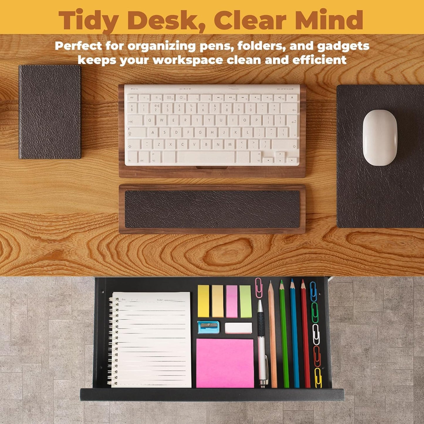 POPMOON 16 Inch Under Desk Drawer,Adjustable Height,Under Desk Drawer Slide Out, Metal Storage Drawer with Cable Management for Office & Home,Matte Black