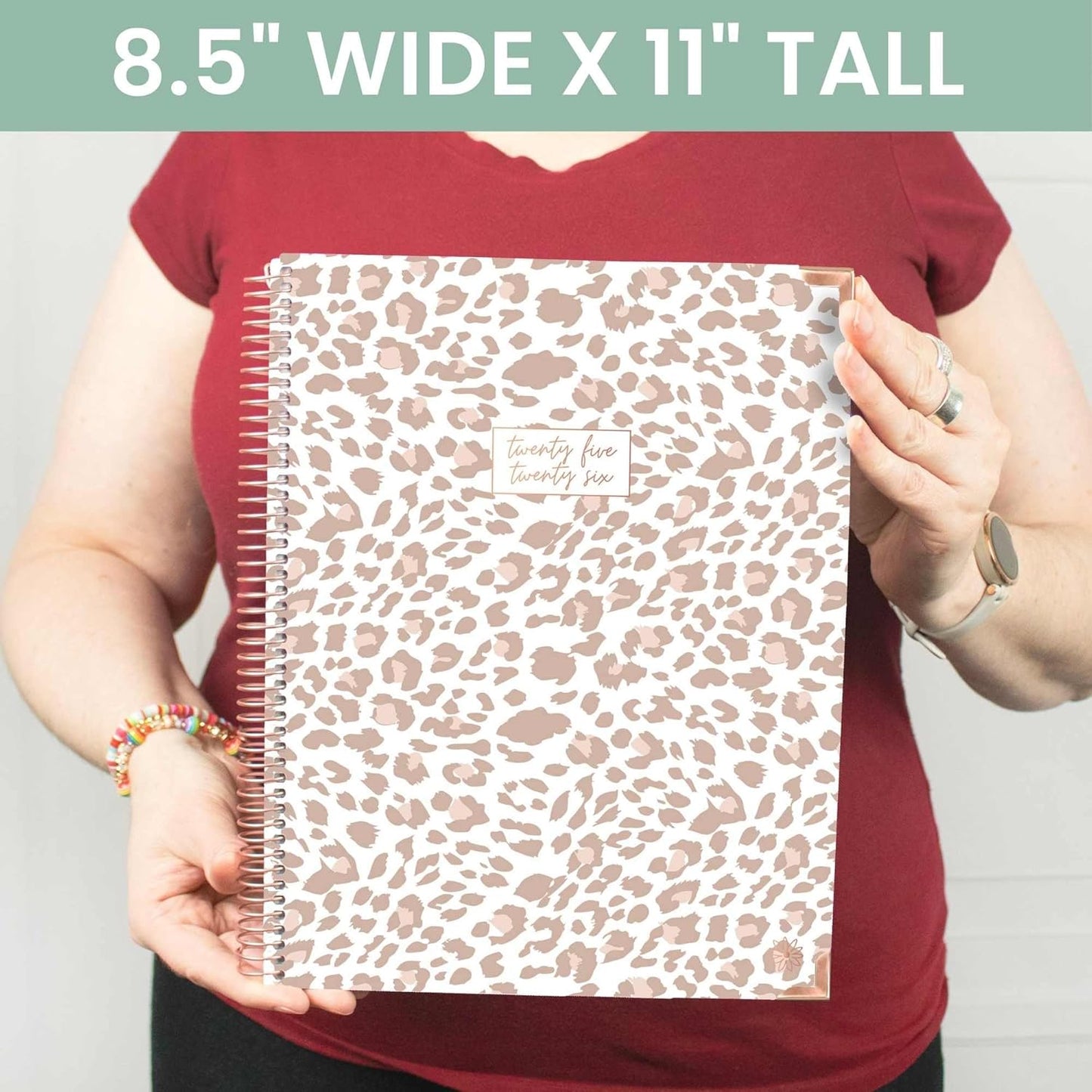 bloom daily planners HARDCOVER 2025-2026 (8.5" x 11") Academic Year Day Planner (July 2025 - July 2026) - Task Goal Organizer - Monthly & Weekly Inspirational Agenda Book - Tan Leopard