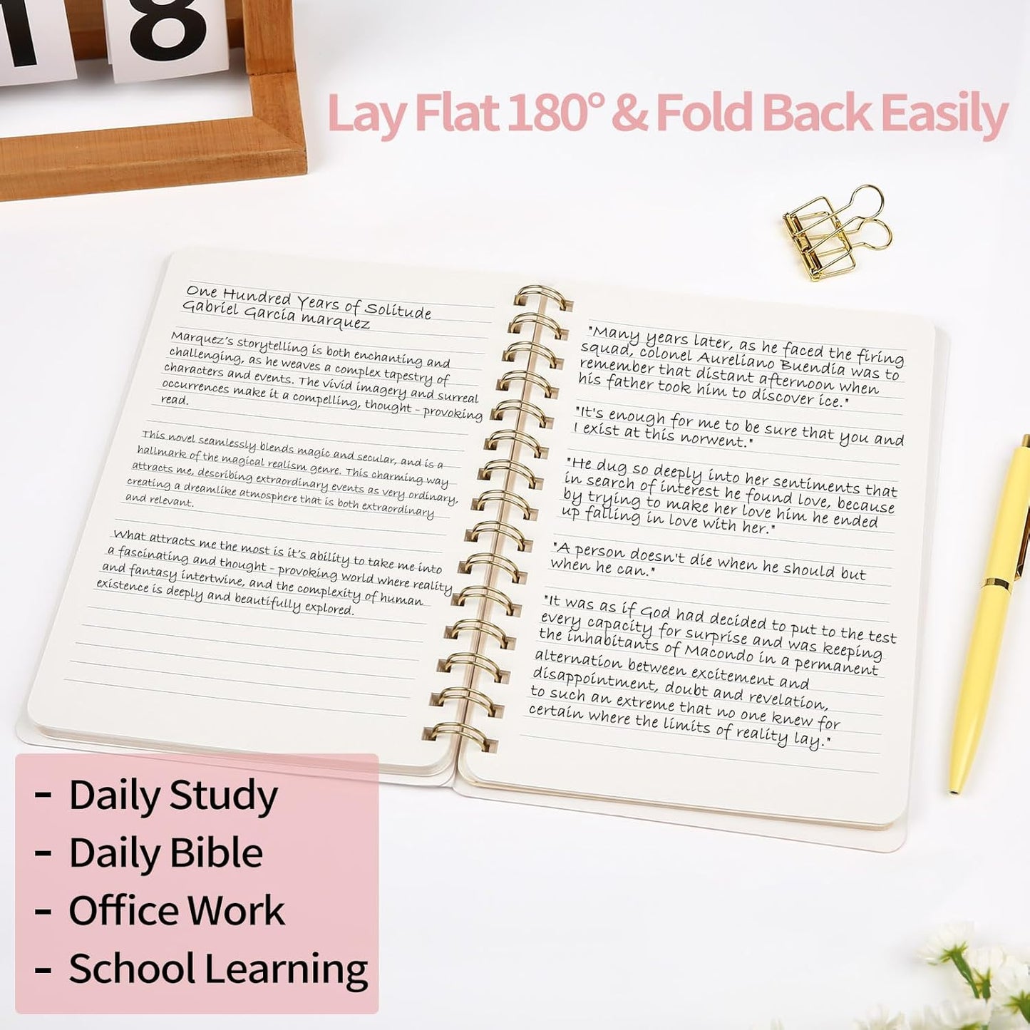 Spiral Notebook - Lined 160 Pages Journal with Back Pockets for College Journal, Twin-Wire Binding Notebook Perfect for Office & Home School Supplies, 3 Pack Set