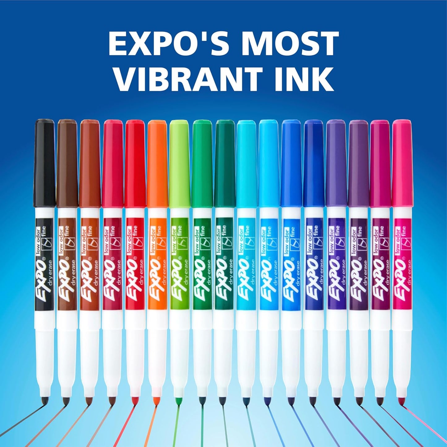 EXPO Dry Erase Markers, Low Odor Ink, Black, Fine Tip, 40 Count