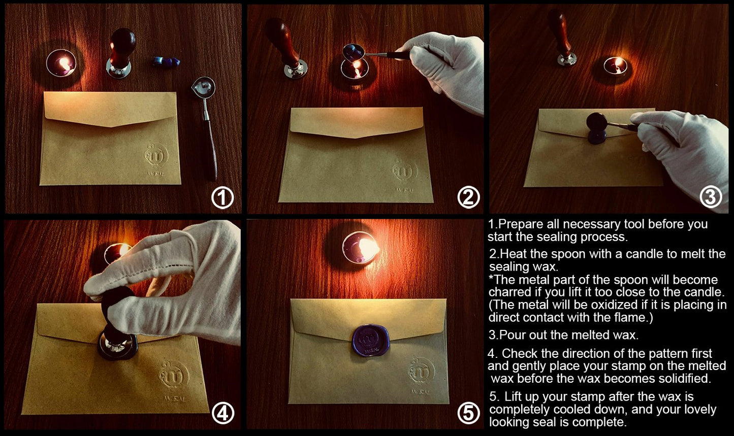 Mceal Wax Seal Stamp, Brass Head with Rosewood Handle, 1.2"(30mm) Dia (Deer)