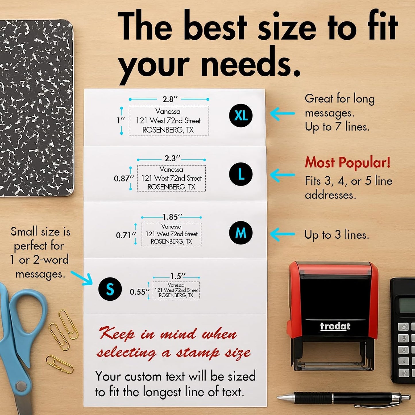 Custom Stamps Self Inking - Personalized Rubber Stamp Set โ Use for Address, Logo, Signature, Return Address, Name Stamp - Multiple Font, Ink Color Options (Square)