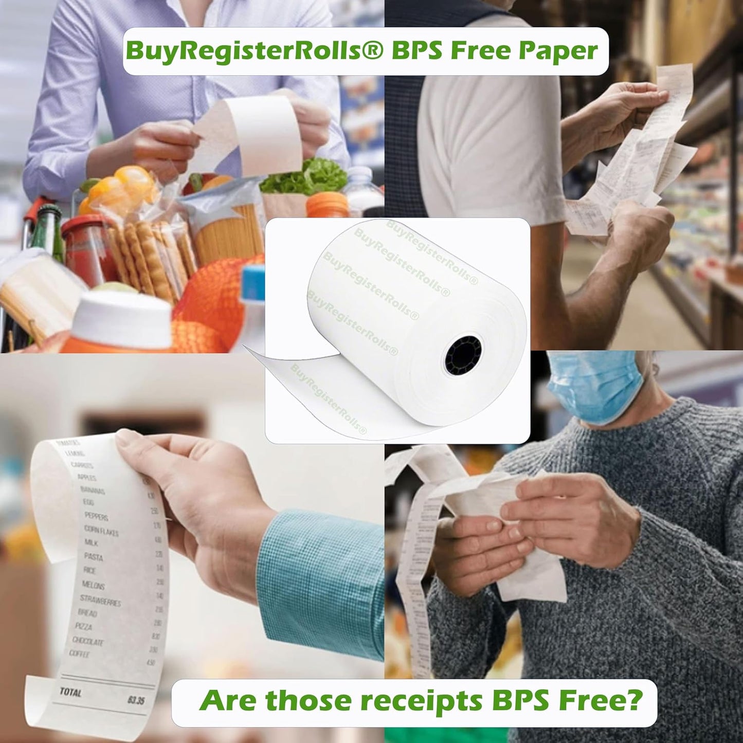 BPS Free Thermal Paper 3 1/8" x 230' ft (Also BPA & Phenol Free - 50 Rolls) Climate Friendly Receipt Rolls fits all Clover POS Cash Register Printers SCP700 TSP100 from BuyRegisterRolls