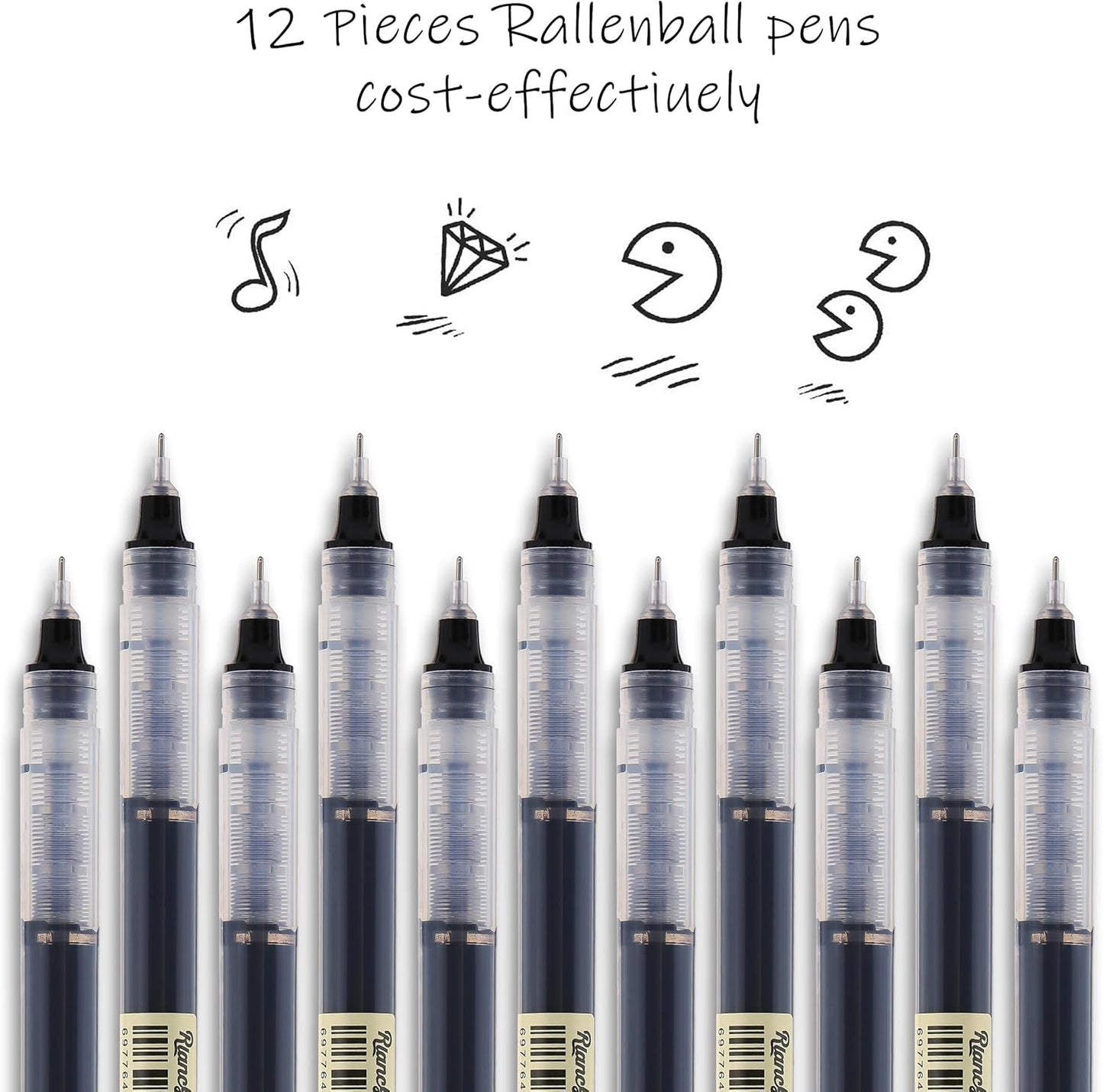 RIANCY Liquid Ink Rollerball Gel Pens, 0.5mm Extra Fine Point Tip, 24ct Assorted Colors, Smooth Writing No Smear No Bleed, Vibrant for Journaling, Drawing, Sketching, School Notes & Art Supplies