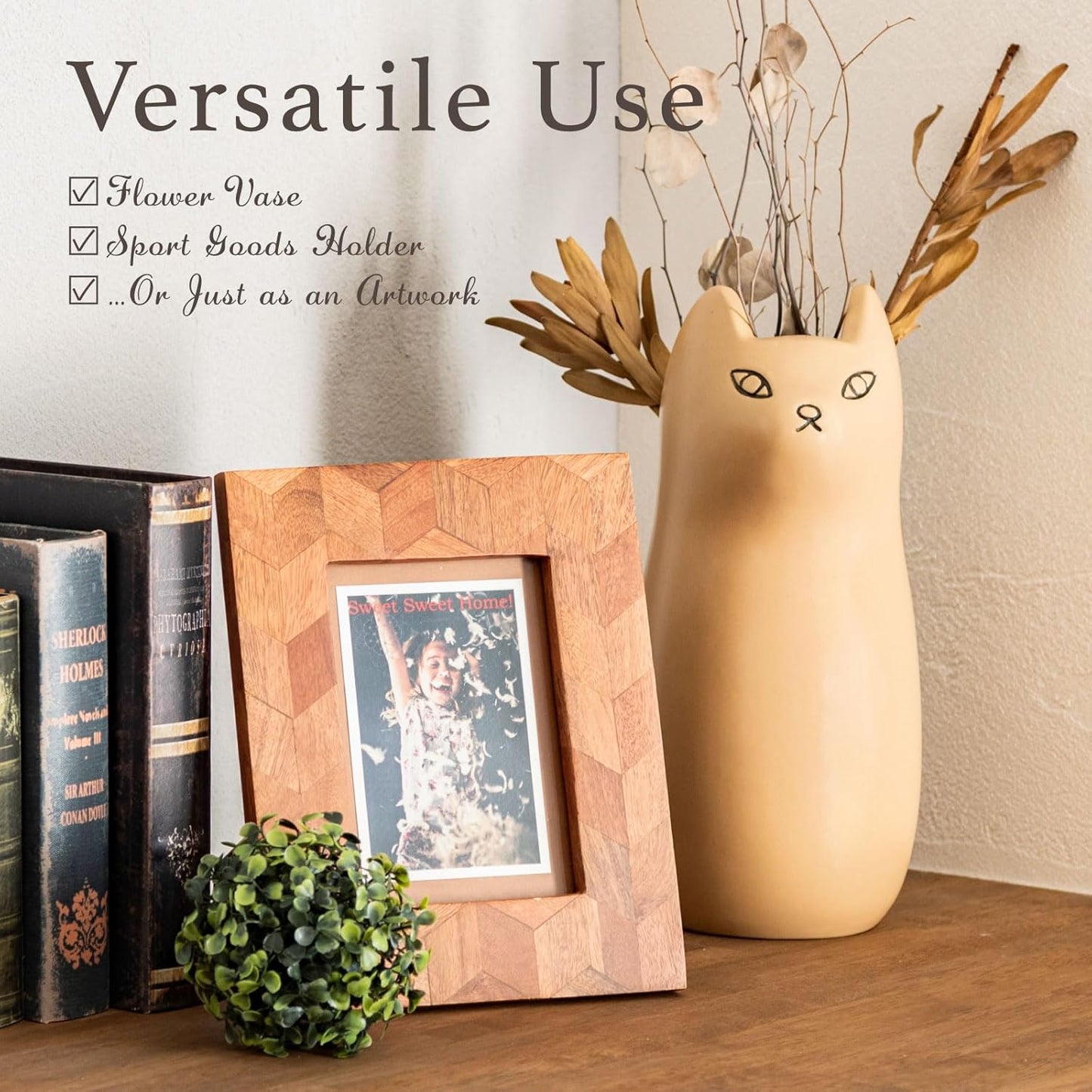 PaletteLife Umbrella Stand Ceramic Scandinavian Cat Small-Size, Black, CLY-13BK
