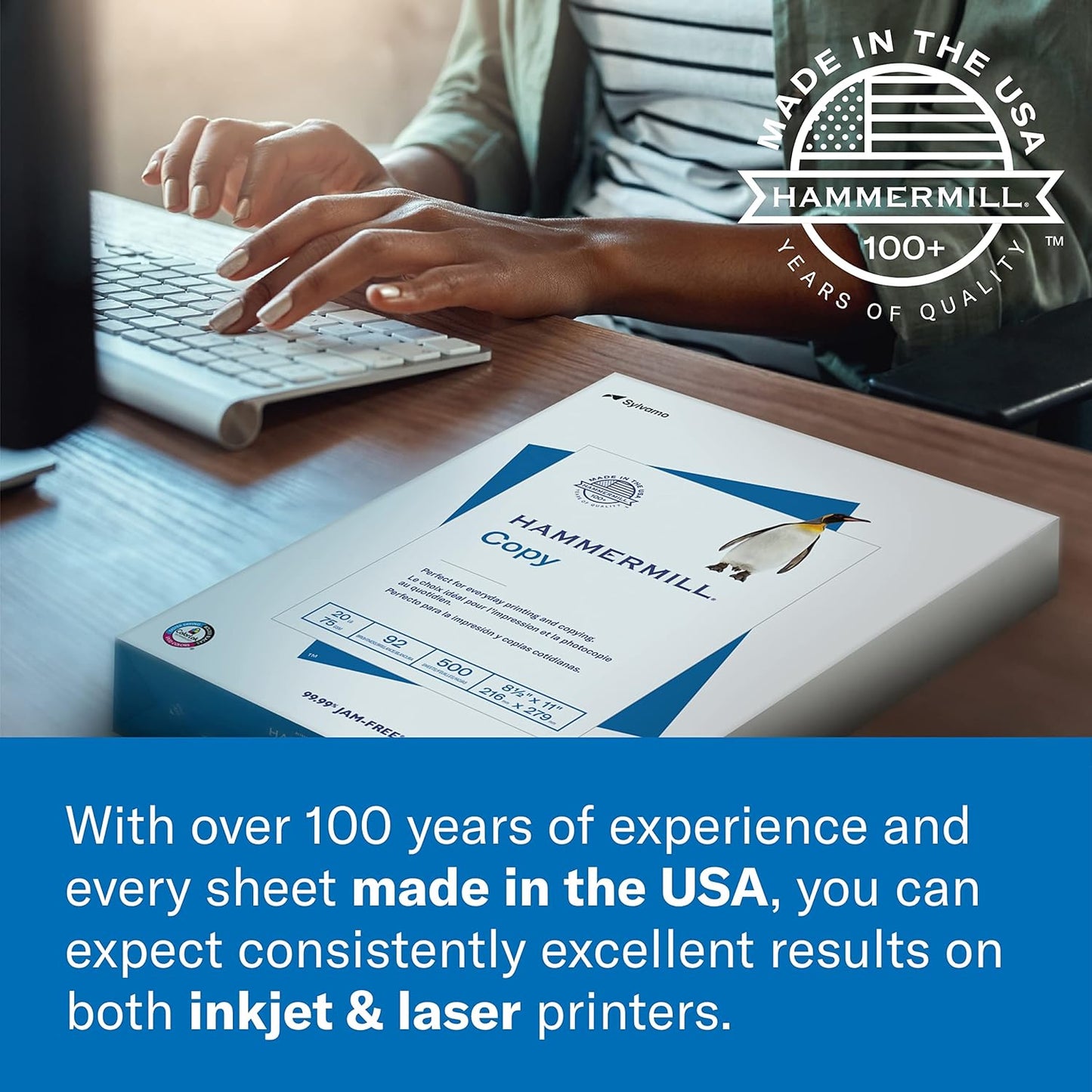 Hammermill Printer Paper, Great White 30% Recycled Paper, 3 Hole - 10 Ream (5,000 Sheets) - 92 Bright, Made in the USA, 086702C