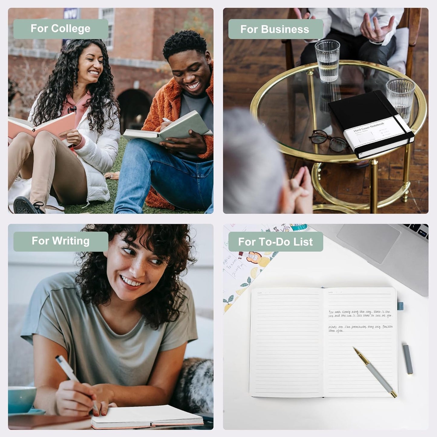 CAGIE 2 Pack Journal for Women Men 320 Pages 100 Gsm Paper Thick Journaling Notebooks A5 Leather Lined Journals for Writing Hardcover Journal Notebook Diary, Green