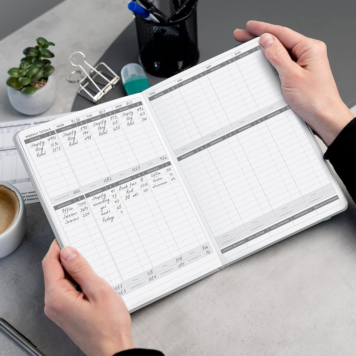 Clever Fox Income & Expense Tracker – Accounting & Bookkeeping Ledger Book for Small Business – 1-Year Record Notebook, A5 (Gray)