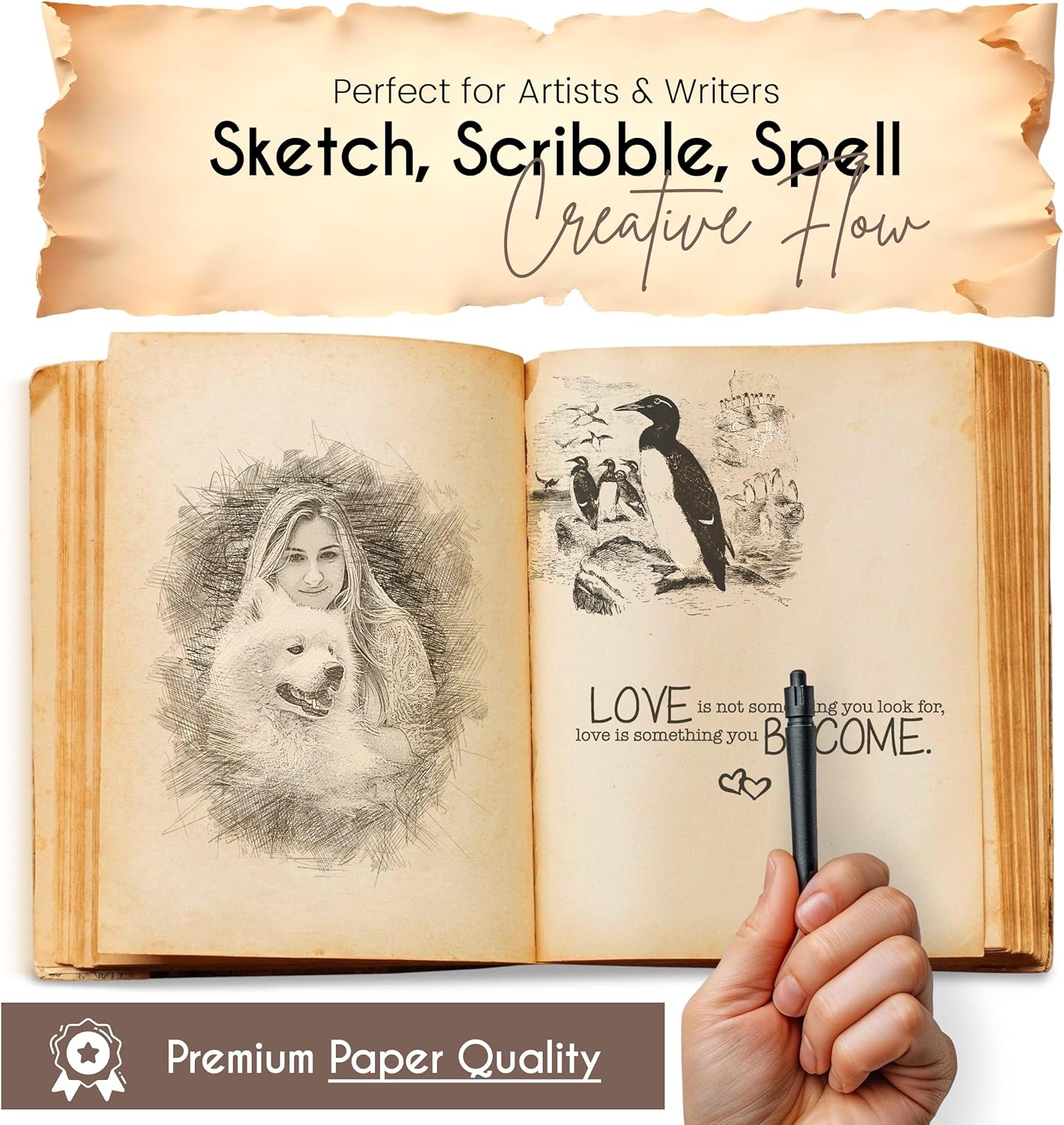Unicorn Notebook of Shadows Leather Bound Journal with Vintage Clasp Lock โ 200 Page Antique Deckle Edge Leather Notebook โ Aesthetic Unicorn Journal Daily Diary for Men & Women