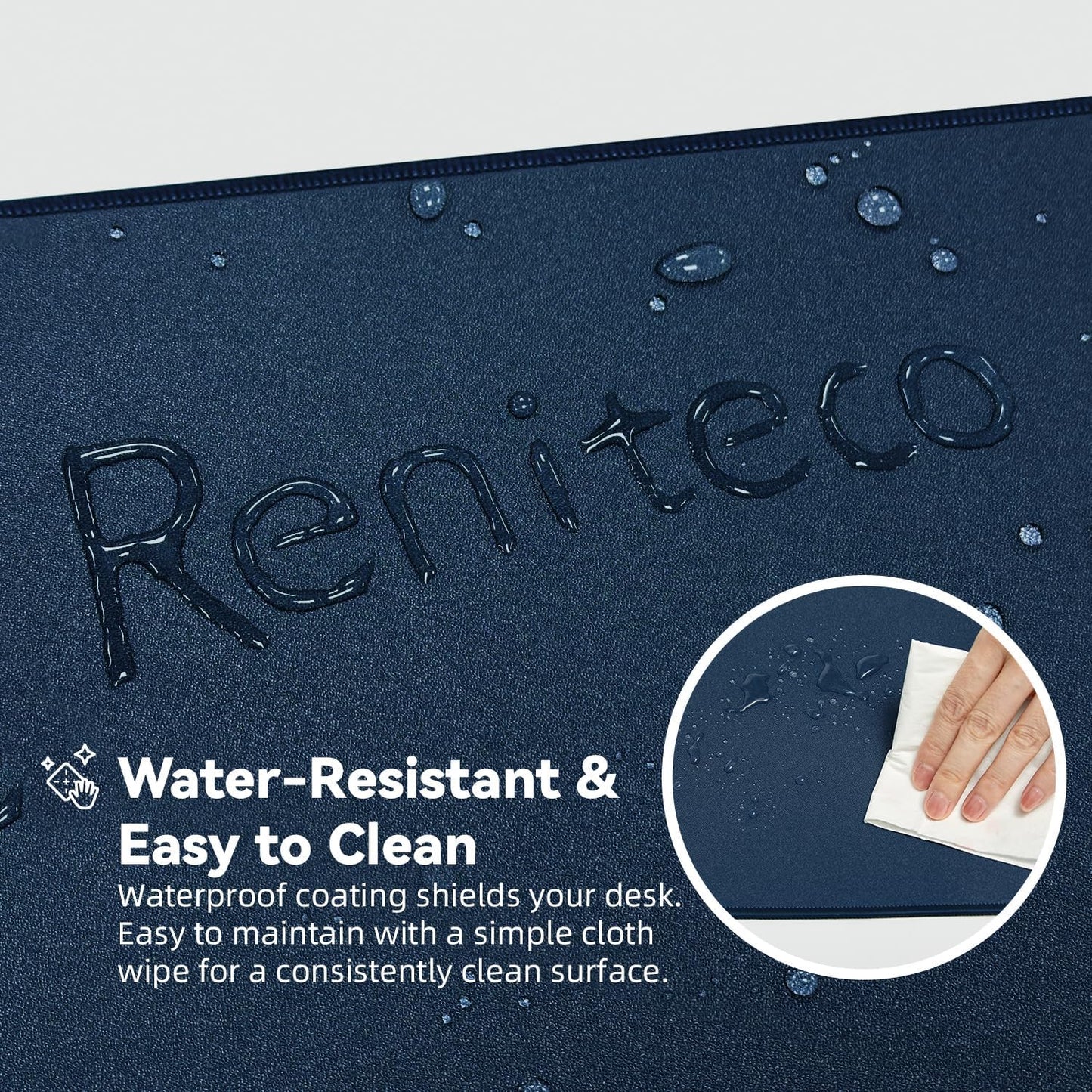 Waterproof Large Gaming Mouse Pad with Durable Stitched Edges, Non-Slip Rubber Base, Smooth Surface Mouse Mat Desk Pad for Home Office Gaming, 35.4"x15.7"x0.12", Dark Blue