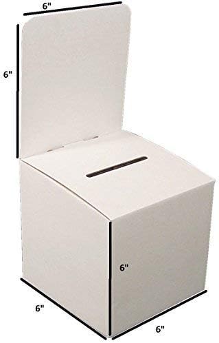 Raffle Ticket Donation Collection Ballot Box Reusable Sturdy thick Cardboard with Slot comment Suggestion Box With Removable Header 6H x 6W x 6D, Display area 6H x 6W(Blue 5 pack)