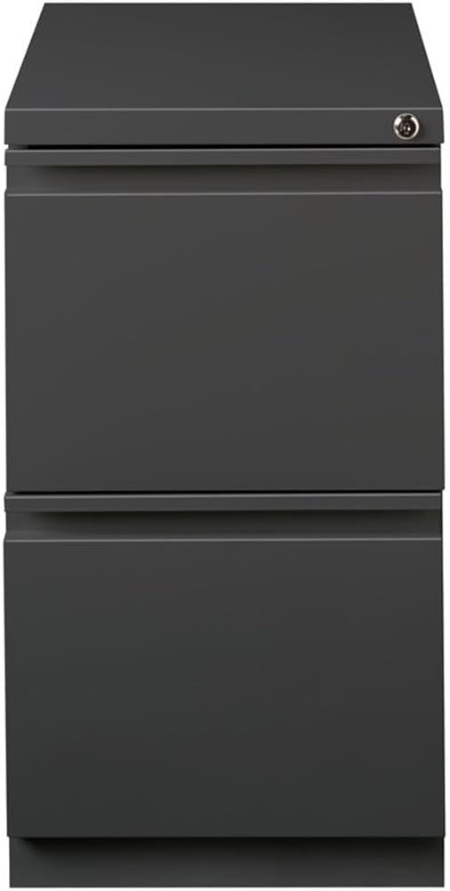 BOWERY HILL 20" D Mobile Pedestal 2-Drawer File/File. Full Width Pull in Charcoal