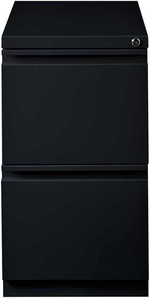 BOWERY HILL 20" 2-Drawer Modern Metal Mobile Pedestal File Cabinet in Black