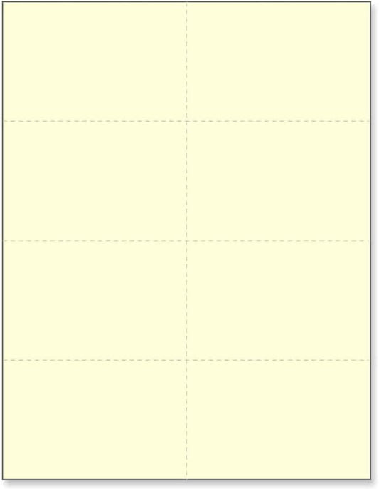 Limited Papers (TM) 8.5x11 Perforated Paper, Variety of Perforation Sizes and Colors, for Forms, Tickets, Postcards, Business Cards. (Ivory, 8 up)
