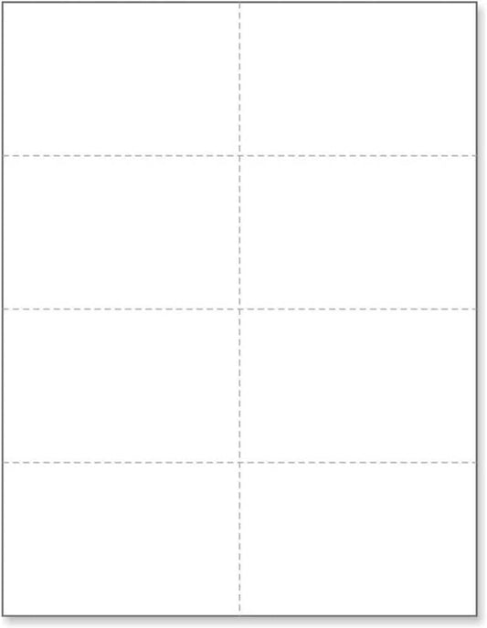 Limited Papers (TM) 8.5x11 Perforated Paper, 20/50 Pound, 75 GSM, Variety of Perforation Sizes and Colors, for Forms, Tickets, Postcards, Business Cards. (White, 8 up)