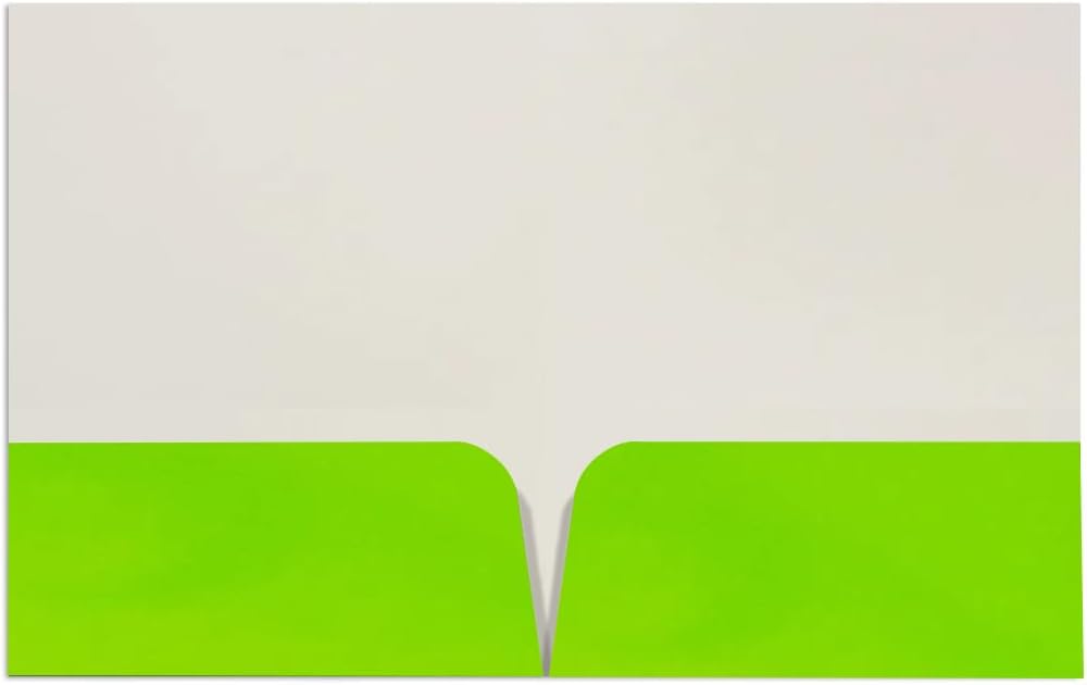 JAM PAPER Custom Printed Semi-Gloss Folders with Round Corner Pockets - Personalized Logo & Text - 10 pt C2S - Lime Green - 100/Pack