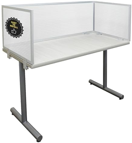OBEX Polycarbonate Office Desk Mounted Privacy Screen Adjustable Table Top Panel Divider, Universal Aluminum Bracket-USA Made, 18" x 48", Translucent