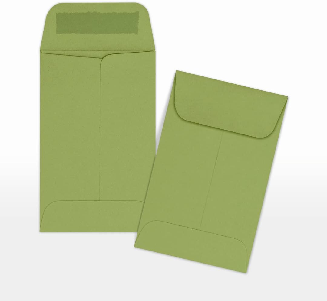 LUXPaper #1 Coin Envelopes | 2 1/4" x 3 1/2" | Avocado Green | 70lb. Text | 50 Qty