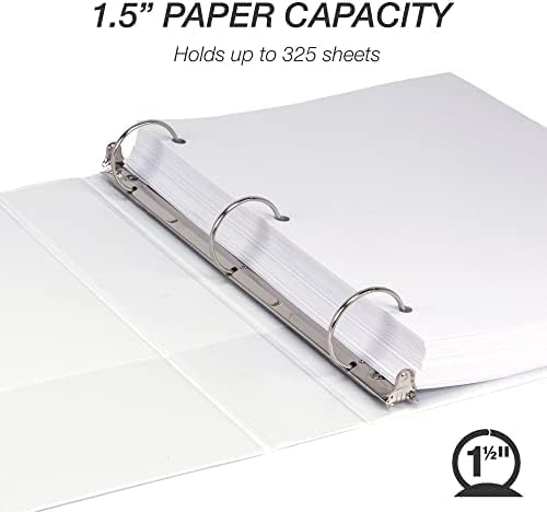 Samsill 1.5 Inch 3 Ring Binders, Made in USA, Economy Round Ring, Clear View Cover, 325 Sheet Capacity - for School, Home, Office - White, 4 Pack