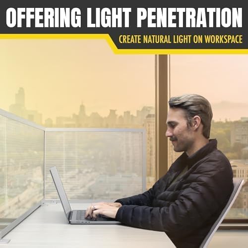 OBEX Polycarbonate Office Desk Mounted Privacy Screen Adjustable Table Top Panel Divider, Universal Aluminum Bracket-USA Made, 24" x 60", Translucent