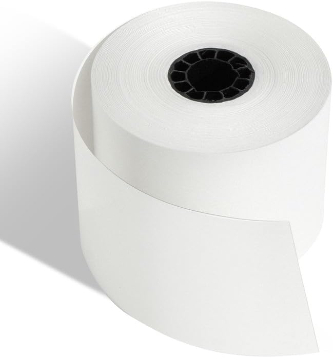 44mm 1-3/4"" x 150' 1-Ply Bond Paper Rolls, 25 Rolls, Compatible with Sharp ER A-320 330 4100 460 470 Register Tape, and More