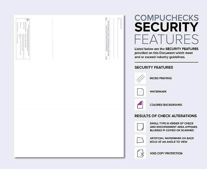 Compuchecks Check on Top Blank Check Paper - 500 Pack, Quick-Books & Laser Printer Compatible - Security Business Checks with Voucher - 8.5" x 11" Burgundy Diamond