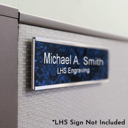 2x6 Executive Name Plate Holder, Silver Aluminum Adhesive Door Mount for Wall Plaques, Mailbox Signs and Cubicles | Made in USA