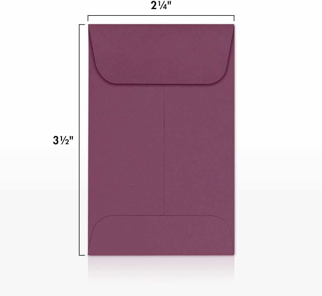 LUXPaper #1 Coin Envelopes | 2 1/4" x 3 1/2" | Vintage Plum | 80lb. Text | 500 Qty