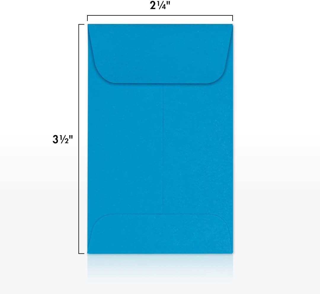 LUXPaper #1 Coin Envelopes | 2 1/4" x 3 1/2" | Pool Blue | 80lb. Text | 50 Qty