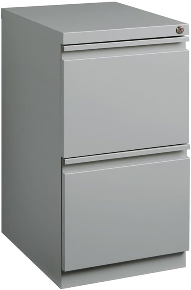 BOWERY HILL 20" D Mobile Pedestal 2-Drawer File/File - Full Width Pull in Silver