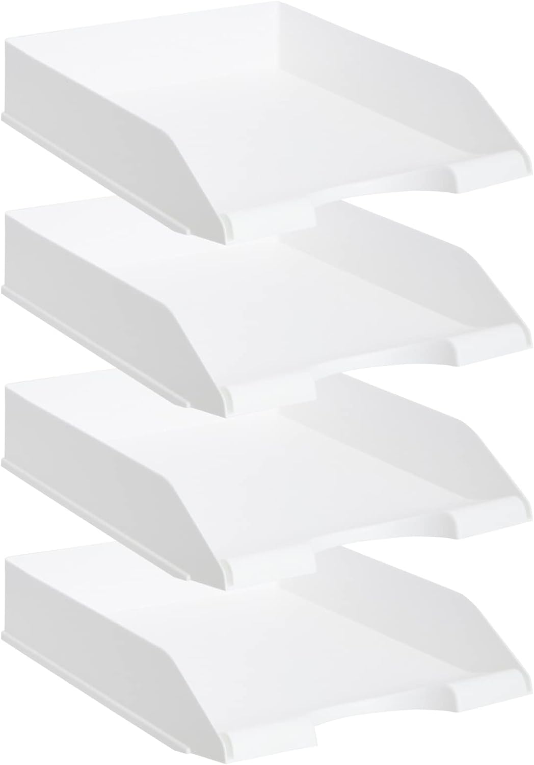 Stockroom Plus Paper Trays for Classroom - 4 Pack, White, 10 x 13.5 x 2.5 in - Desk Organizer Stacking Trays for Classroom Organization & Office Document Storage