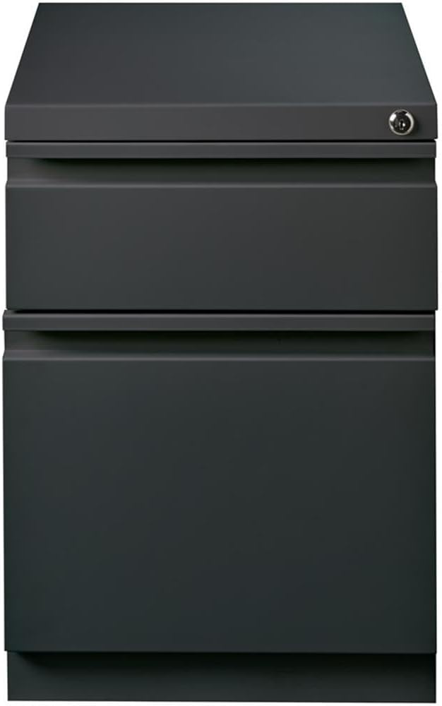 BOWERY HILL 20" D Mobile Pedestal File 2-Drawer Box/File Full Width Pull Charcoal
