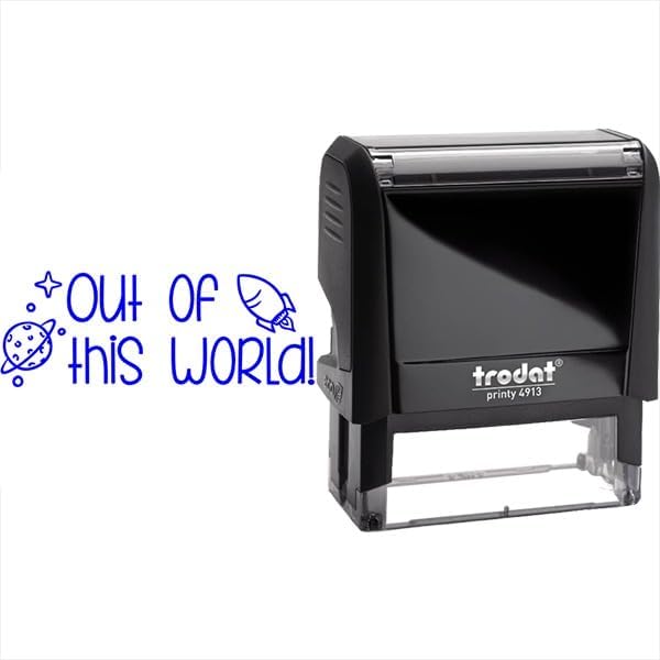 Custom Self-Inking Classroom & Library Book Stamps | 49 Out of This World Designs | Fun Phrases | Grading Made Easy - Xtra Large