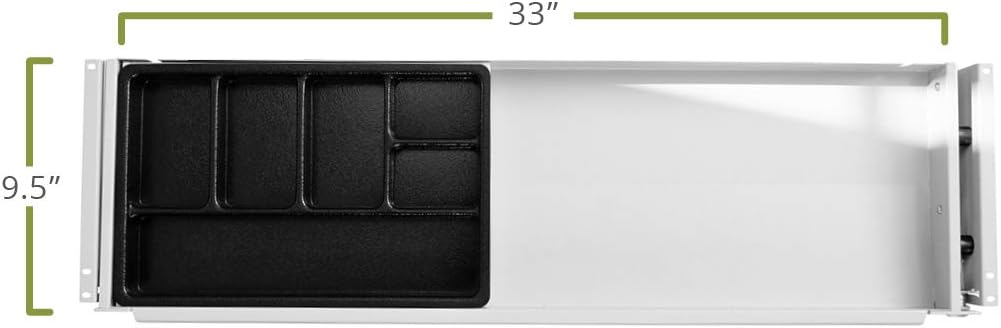 Perfect Posture Under Desk Storage Drawer With Lock – Slim Pen & Pencil Drawer for Regular & Sit-Stand Standing Desks, White (33” x 9.5”)