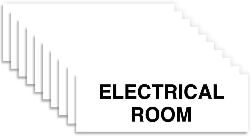 All Quality Basic Electrical Room Sign | Durable Construction | Building Safety - White - Small (10 Pack)
