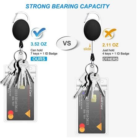 30 Packs Heave Duty Badge Reels Retractable with Carabiner Belt Clip and Key Ring, Badge Holders for ID Card Name Keychain(Black, 26.5 Inch Pull Cord)