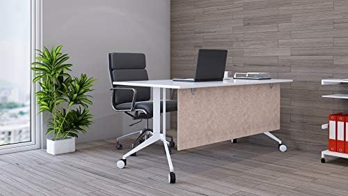 OBEX Modesty Desk PET Privacy Screen Acoustic Sound Absorbing Panel Ideal for Reception, Student Table or Office Cubicles Workstations, 24" x 60", Sand